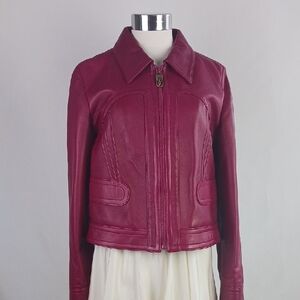 Coach Red  Leather Short  Jacket.